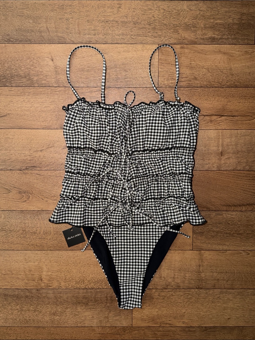 Skota Swim Size Large Cindy One Piece Swimsuit Gingham Print Sold Out Girly NWT